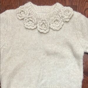 Zara Cream Knit Sweater with Floral Accents